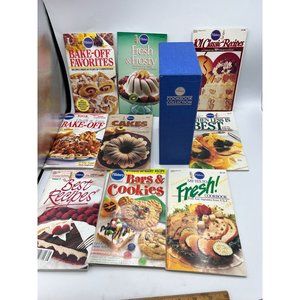 VTG 80's Pillsbury 9 Recipe Books & Box Set SlipCover Lot Cakes Cookies Bake Off
